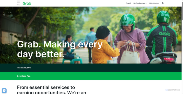 Security scan screenshot of https://grab.com