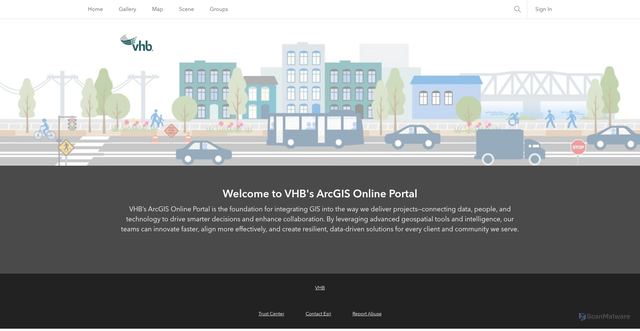 Security scan screenshot of https://vhb.maps.arcgis.com