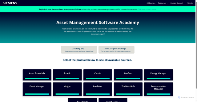 Security scan screenshot of academy.assetmanagement.siemens.com