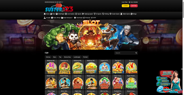 Security scan screenshot of https://suster123ndxtulus.xyz/desktop/game/slot/cq9