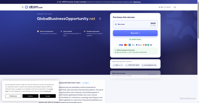 Security scan screenshot of https://globalbusinessopportunity.net