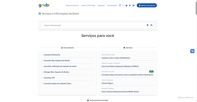 Security scan screenshot of https://www.gov.br/pt-br/