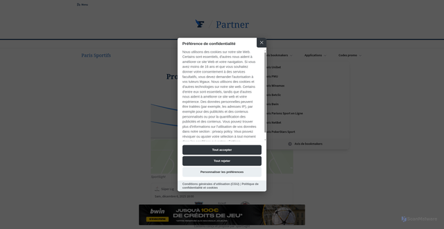 Security scan screenshot of https://paris-sportifs.lefigaro.fr/pronostics/istanbul-basaksehir-fenerbahce-06-12-2025/