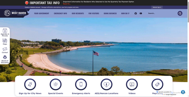 Security scan screenshot of http://www.westhaven-ct.gov/