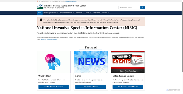 Security scan screenshot of https://www.invasivespeciesinfo.gov/