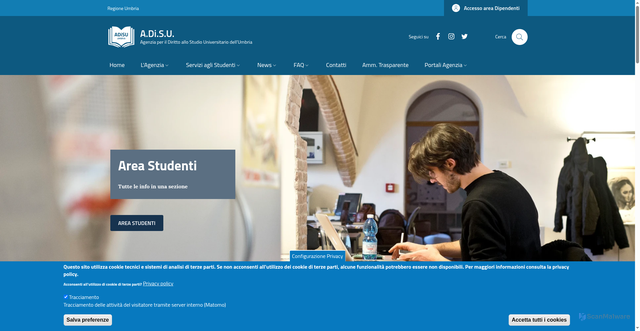 Security scan screenshot of https://www.adisu.umbria.it/
