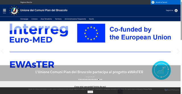 Security scan screenshot of https://www.unionepiandelbruscolo.pu.it/