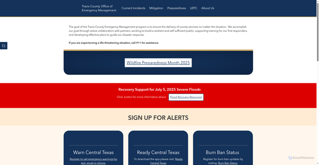 Security scan screenshot of https://oem.traviscountytx.gov/