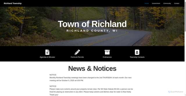 Security scan screenshot of https://townofrichlandwi.gov/