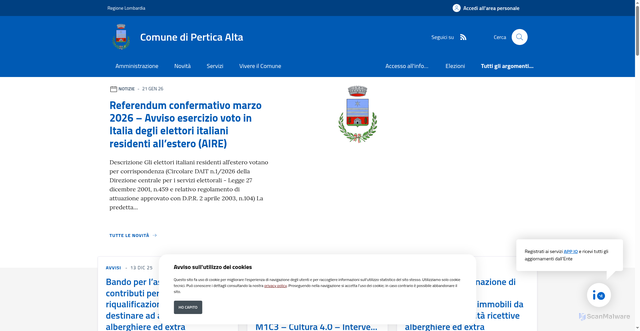 Security scan screenshot of https://www.comune.perticaalta.bs.it/