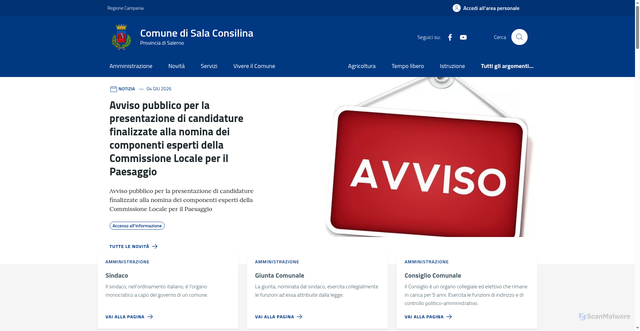 Security scan screenshot of https://www.comunesalaconsilina.it