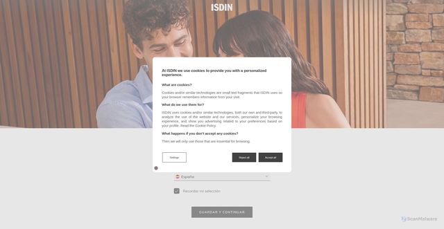 Security scan screenshot of https://www.isdin.com