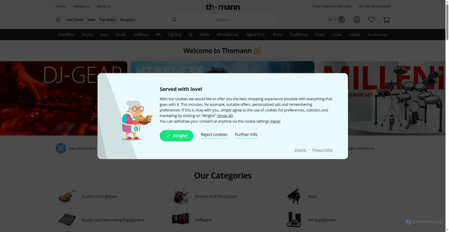 Security scan screenshot of https://www.thomannmusic.com