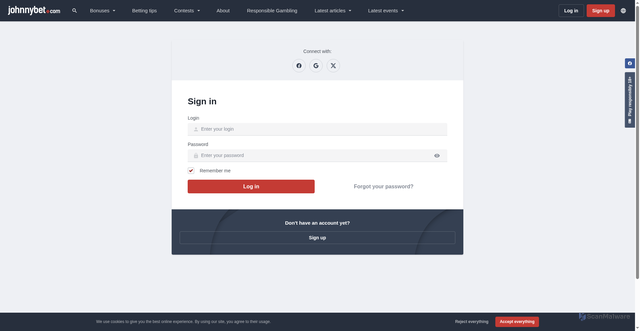 Security scan screenshot of https://www.johnnybet.com/app/betting-events/sofia-kenin-liudmila-samsonova