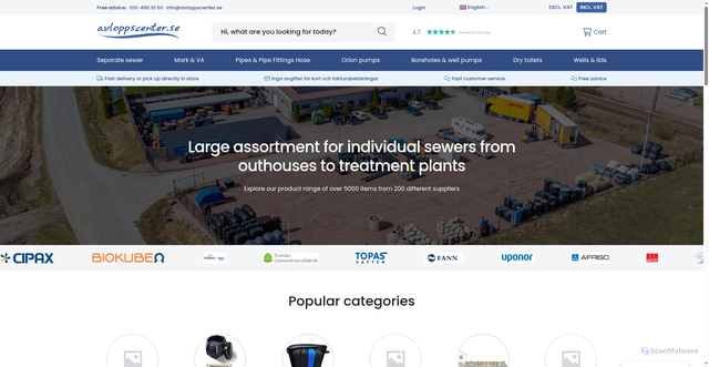 Security scan screenshot of https://wastewatercenter.se