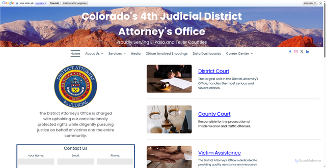 Security scan screenshot of https://da4colorado.gov/