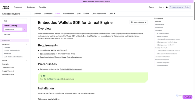 Security scan screenshot of http://metamask-docs-fbv47wj26-consensys-ddffed67.vercel.app/embedded-wallets/sdk/unreal