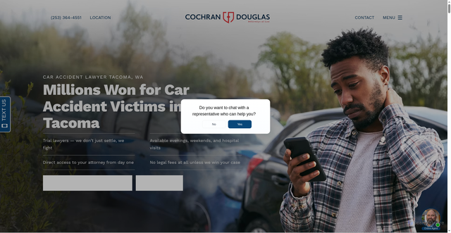 Security scan screenshot of https://www.cochrandouglas.com/services/car-accident-lawyer/