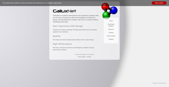 Security scan screenshot of https://calluxnet.se
