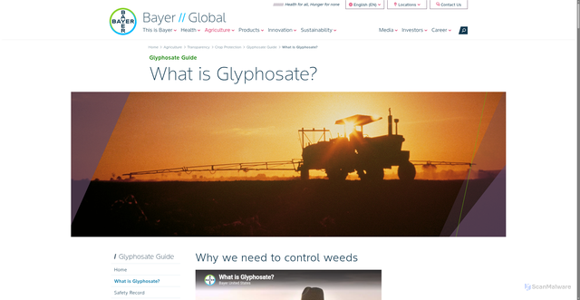Security scan screenshot of https://www.bayer.com/en/what-is-glyphosate