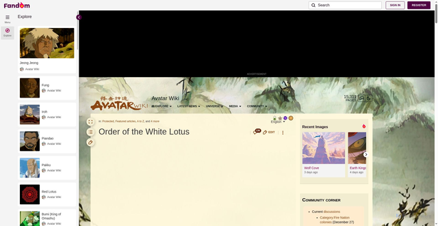 Security scan screenshot of https://avatar.fandom.com/wiki/Order_of_the_White_Lotus