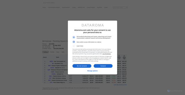 Security scan screenshot of https://www.dataroma.com/m/holdings.php?m=psc