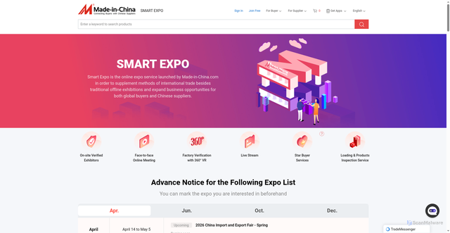 Security scan screenshot of https://expo.made-in-china.com
