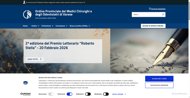 Security scan screenshot of https://omceovarese.it/