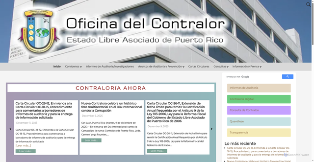 Security scan screenshot of https://www.ocpr.gov.pr/