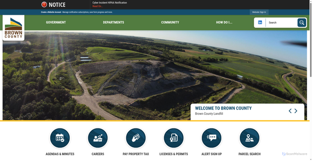 Security scan screenshot of https://browncountymn.gov/