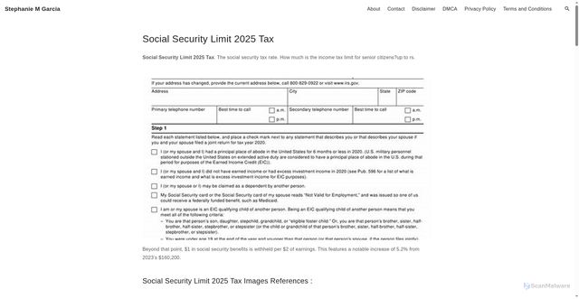 Security scan screenshot of https://stephaniemgarciap.pages.dev/mbwaf-social-security-limit-2025-tax-kkptm/