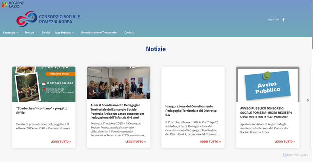 Security scan screenshot of https://www.consorziosocialepomeziaardea.rm.it/
