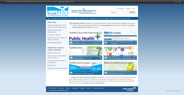 Security scan screenshot of https://www.scotpho.org.uk/