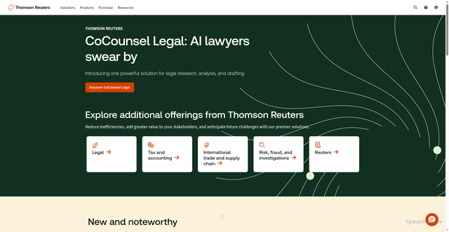 Security scan screenshot of https://auth.thomsonreuters.com