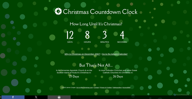 Security scan screenshot of https://www.whychristmas.com/countdown/