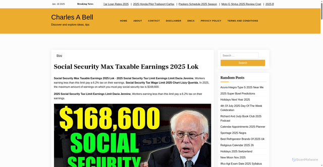Security scan screenshot of https://charlesabellr.pages.dev/brmkk-social-security-max-taxable-earnings-2025-lok-znzhu/
