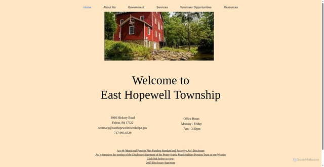 Security scan screenshot of https://www.easthopewelltownshippa.gov/