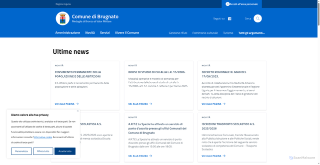 Security scan screenshot of https://comune.brugnato.sp.it/