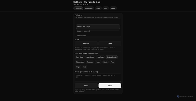 Security scan screenshot of https://walking-the-words.pages.dev/