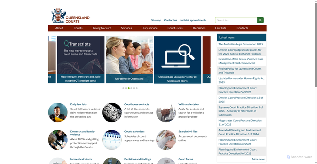 Security scan screenshot of https://www.courts.qld.gov.au/