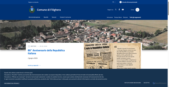 Security scan screenshot of https://www.comune.filighera.pv.it