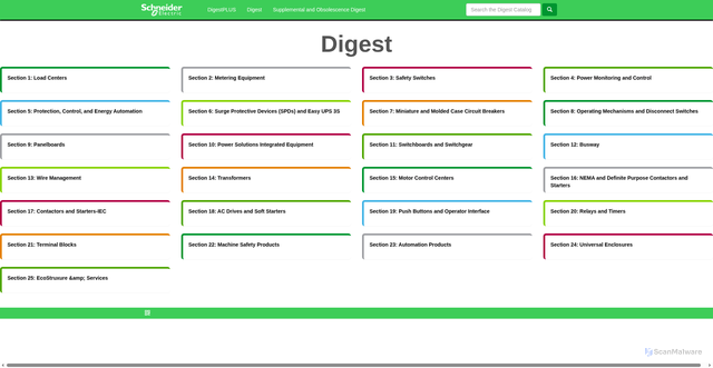Security scan screenshot of https://www.productinfo.schneider-electric.com