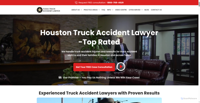 Security scan screenshot of https://texas-truckaccidentlawyer.com/