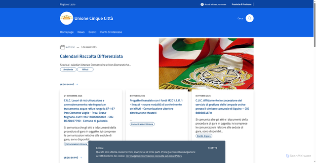 Security scan screenshot of https://www.unionecinquecitta.it/it