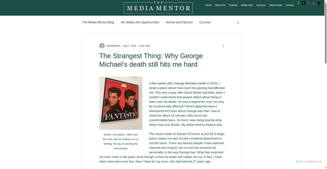 Security scan screenshot of https://www.themediamentor.info/post/the-strangest-thing-why-george-michael-s-death-still-hits-me-hard