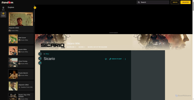 Security scan screenshot of https://sicario.fandom.com/wiki/Sicario