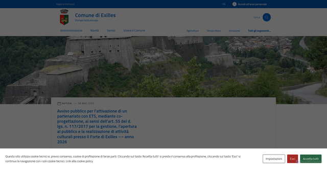 Security scan screenshot of https://www.comune.exilles.to.it