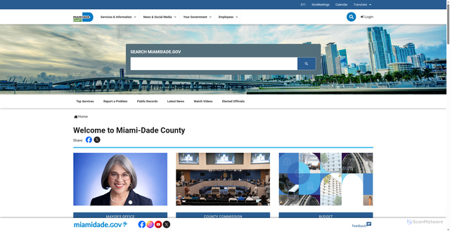 Security scan screenshot of https://www.miamidade.gov/