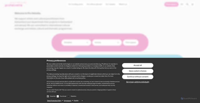 Security scan screenshot of https://prohelvetia.ch/en/