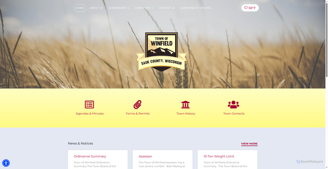 Security scan screenshot of https://townofwinfieldwi.gov/